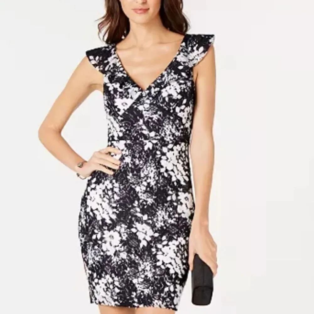 BRAND NEW GUESS RUFFLE LACE FLORAL PRINT V-NECK MINI SLEEVELESS WOMEN"S DRESS
